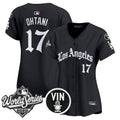 Women's Dodgers 2025 World Series Vapor Premier Limited Jersey - LA Gothic Edition - All Stitched