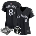 Women's Dodgers 2025 World Series Vapor Premier Limited Jersey - LA Gothic Edition - All Stitched - Black, Kike Hernandez