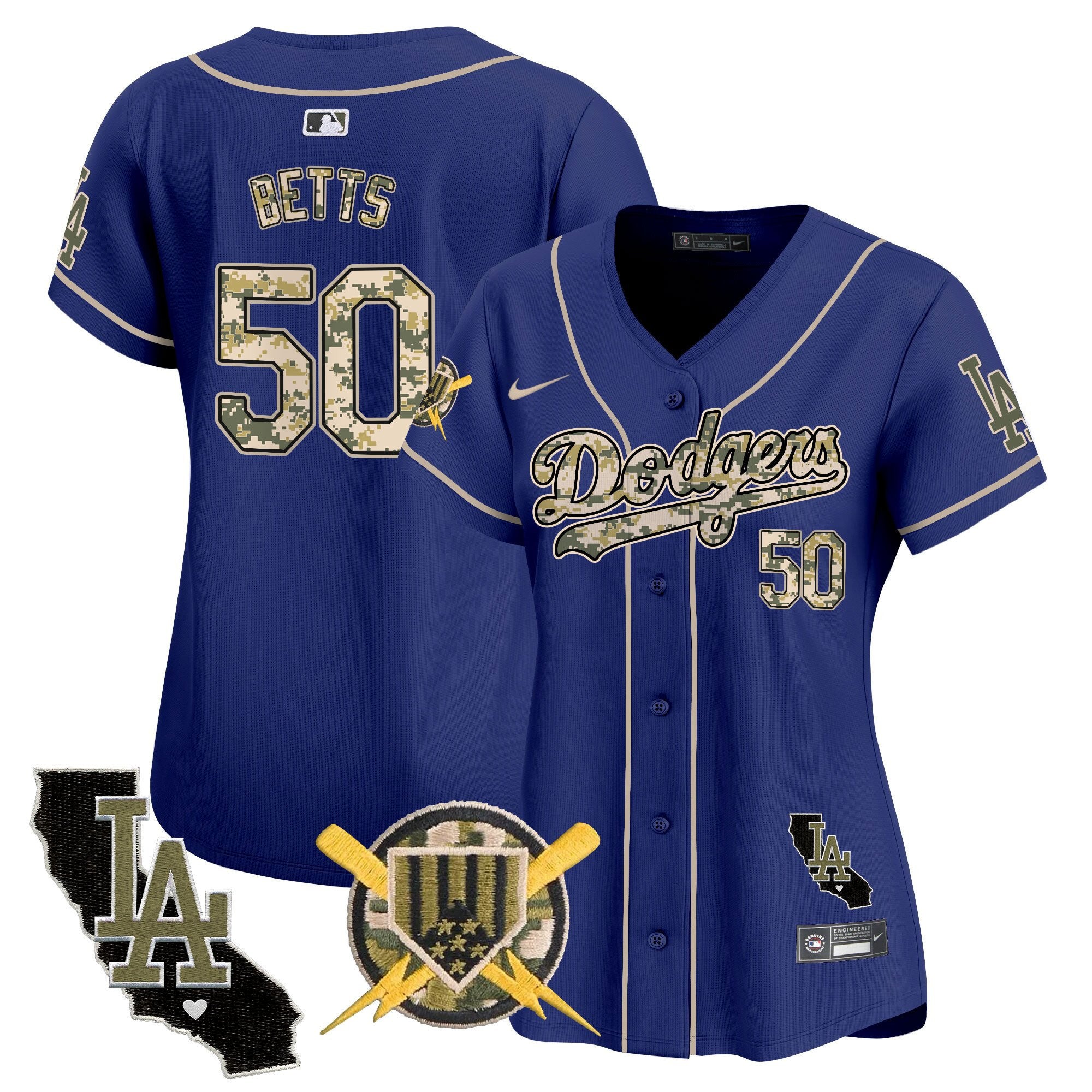 Women's Dodgers Armed Forces Day Vapor Premier Limited Jersey - All Stitched - Royal, Mookie Betts