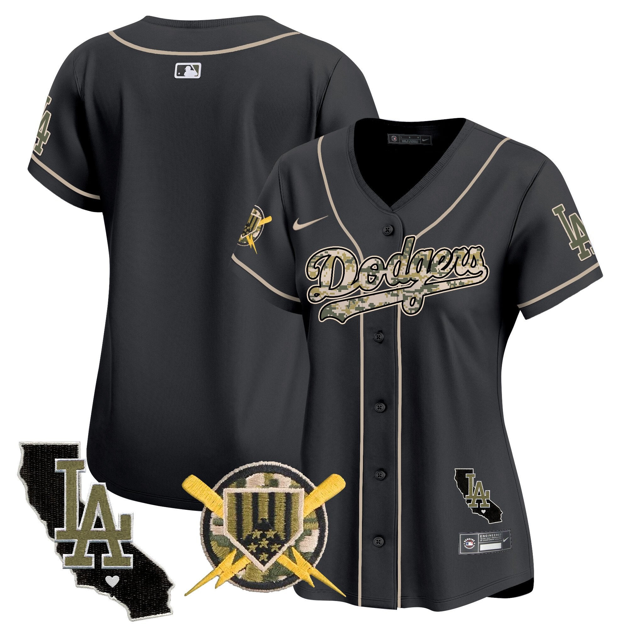 Women's Dodgers Armed Forces Day Vapor Premier Limited Jersey - All Stitched - Black, Team