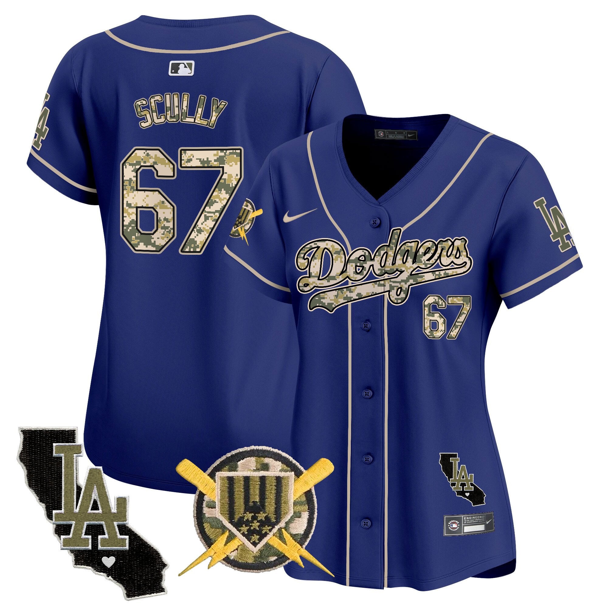 Women's Dodgers Armed Forces Day Vapor Premier Limited Jersey - All Stitched - Royal, Vin Scully