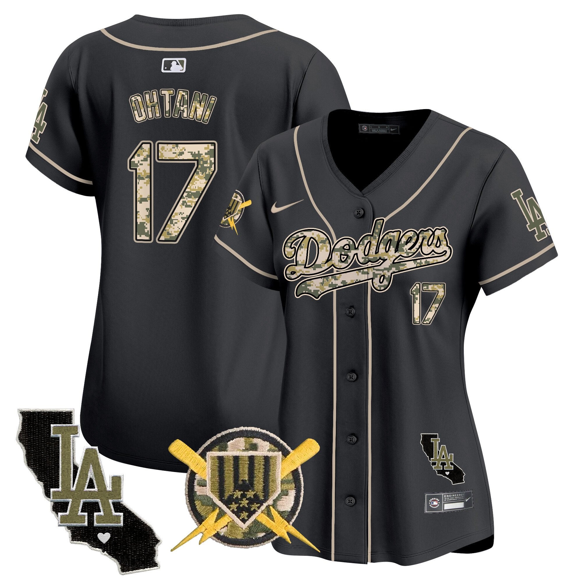Women's Dodgers Armed Forces Day Vapor Premier Limited Jersey - All Stitched - Black, Shohei Ohtani