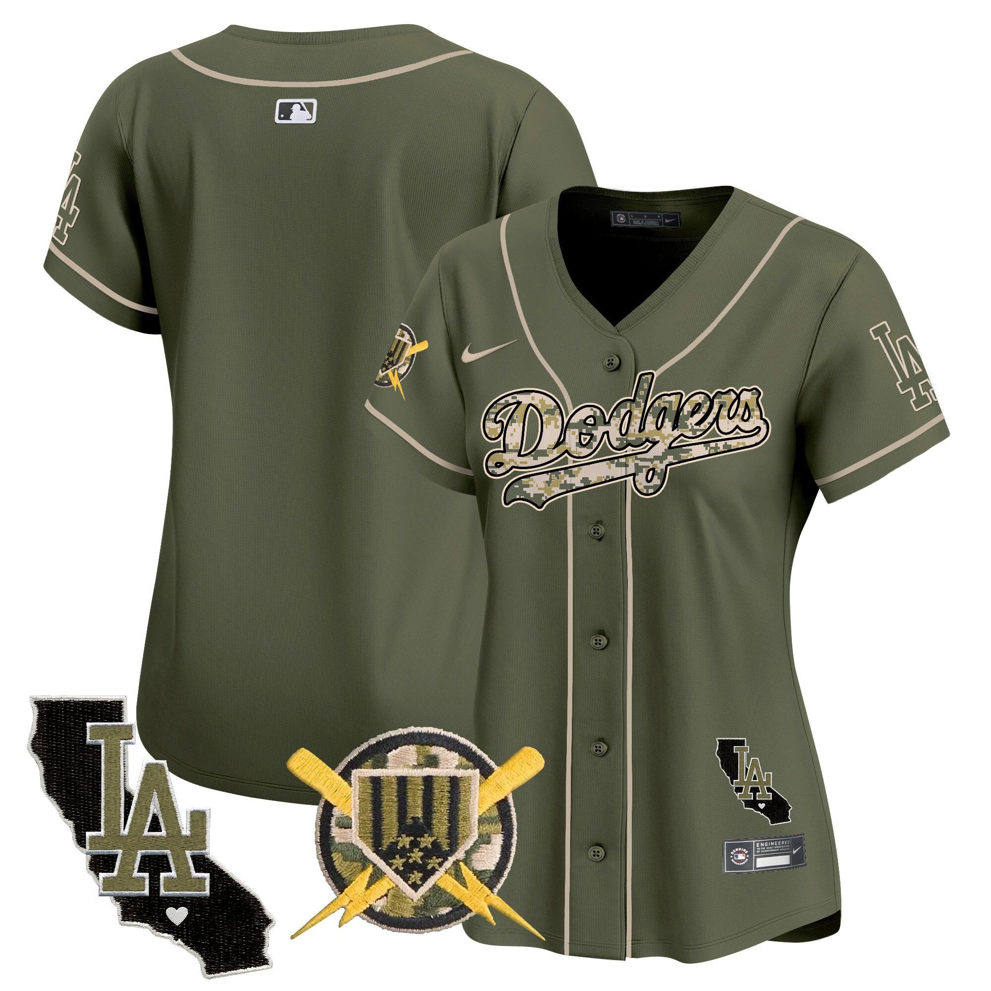 Women's Dodgers Armed Forces Day Vapor Premier Limited Jersey - All Stitched - Green, Team