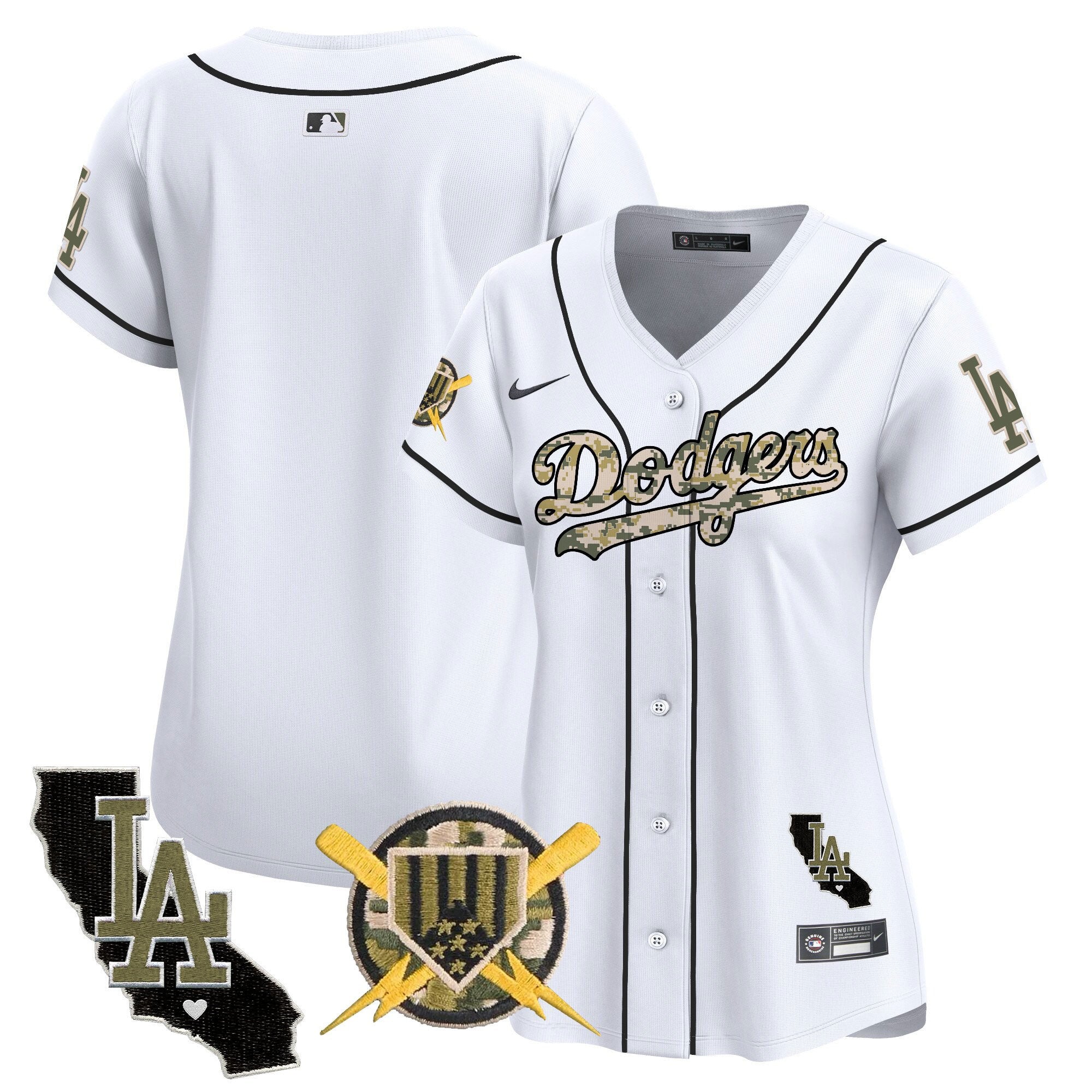 Women's Dodgers Armed Forces Day Vapor Premier Limited Jersey - All Stitched - White, Team