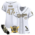 Women's Dodgers Armed Forces Day Vapor Premier Limited Jersey - All Stitched - White, Donald Trump