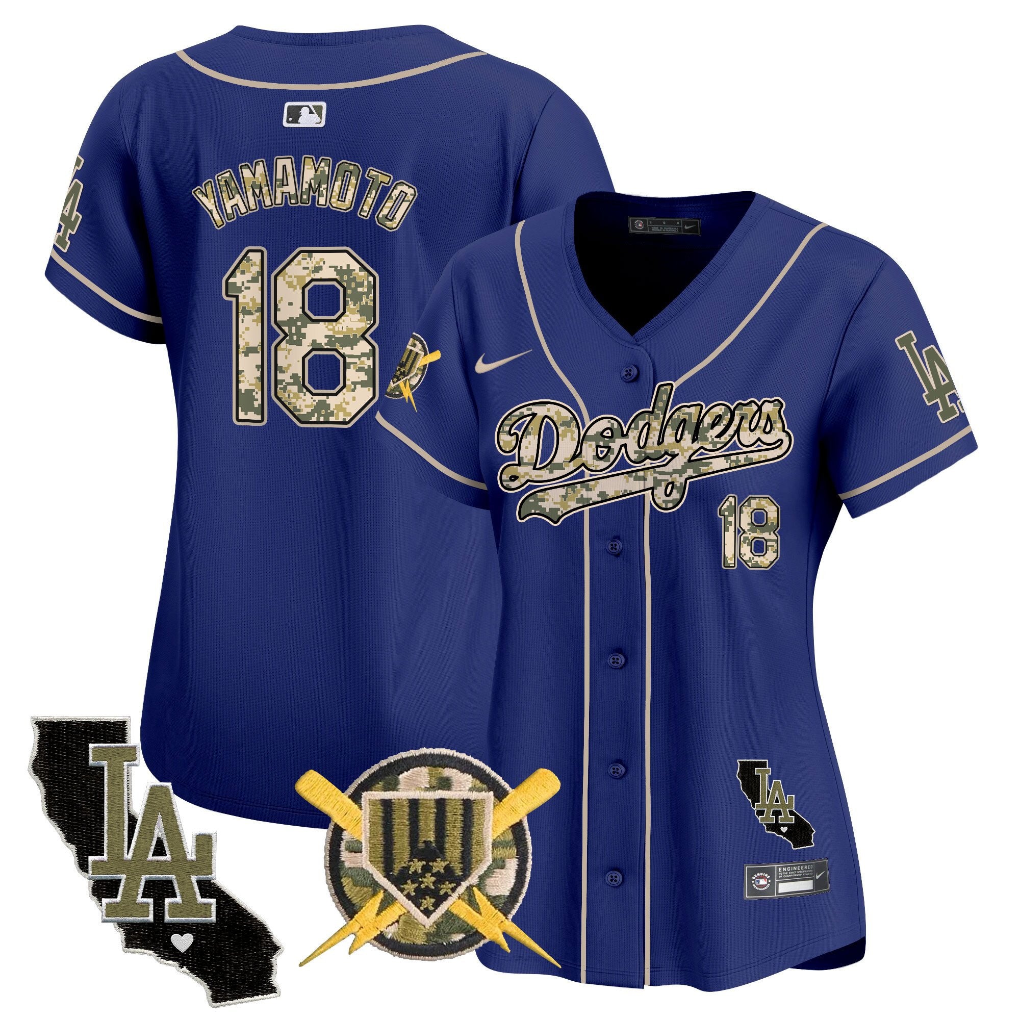 Women's Dodgers Armed Forces Day Vapor Premier Limited Jersey - All Stitched - Royal, Yamamoto
