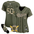 Women's Dodgers Armed Forces Day Vapor Premier Limited Jersey - All Stitched - Green, Mookie Betts