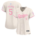 Women's Dodgers Bubblegum Pink Vapor Premier Limited Jersey - All Stitched - Cream, Freddie Freeman