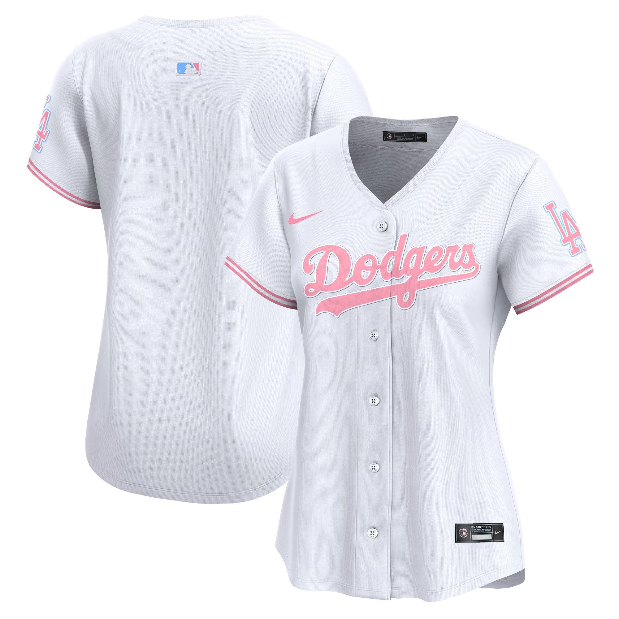 Women's Dodgers Bubblegum Pink Vapor Premier Limited Jersey - All Stitched - White, Team