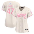 Women's Dodgers Bubblegum Pink Vapor Premier Limited Jersey - All Stitched - Cream, Donald Trump