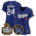 Women's Dodgers Fernando Memorial & 2024 World Series Patch Vapor Premier Limited Jersey - All Stitched - Royal, Kobe Bryant
