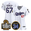 Women's Dodgers Fernando Memorial & 2024 World Series Patch Vapor Premier Limited Jersey - All Stitched - White, Vin Scully