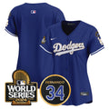 Women's Dodgers Fernando Memorial & 2024 World Series Patch Vapor Premier Limited Jersey - All Stitched - Royal, Team