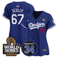 Women's Dodgers Fernando Memorial & 2024 World Series Patch Vapor Premier Limited Jersey V2 - All Stitched - Royal, Vin Scully