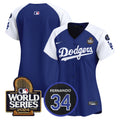 Women's Dodgers Fernando Memorial & 2024 World Series Patch Vapor Premier Limited Jersey V2 - All Stitched - Alternate Royal, Team
