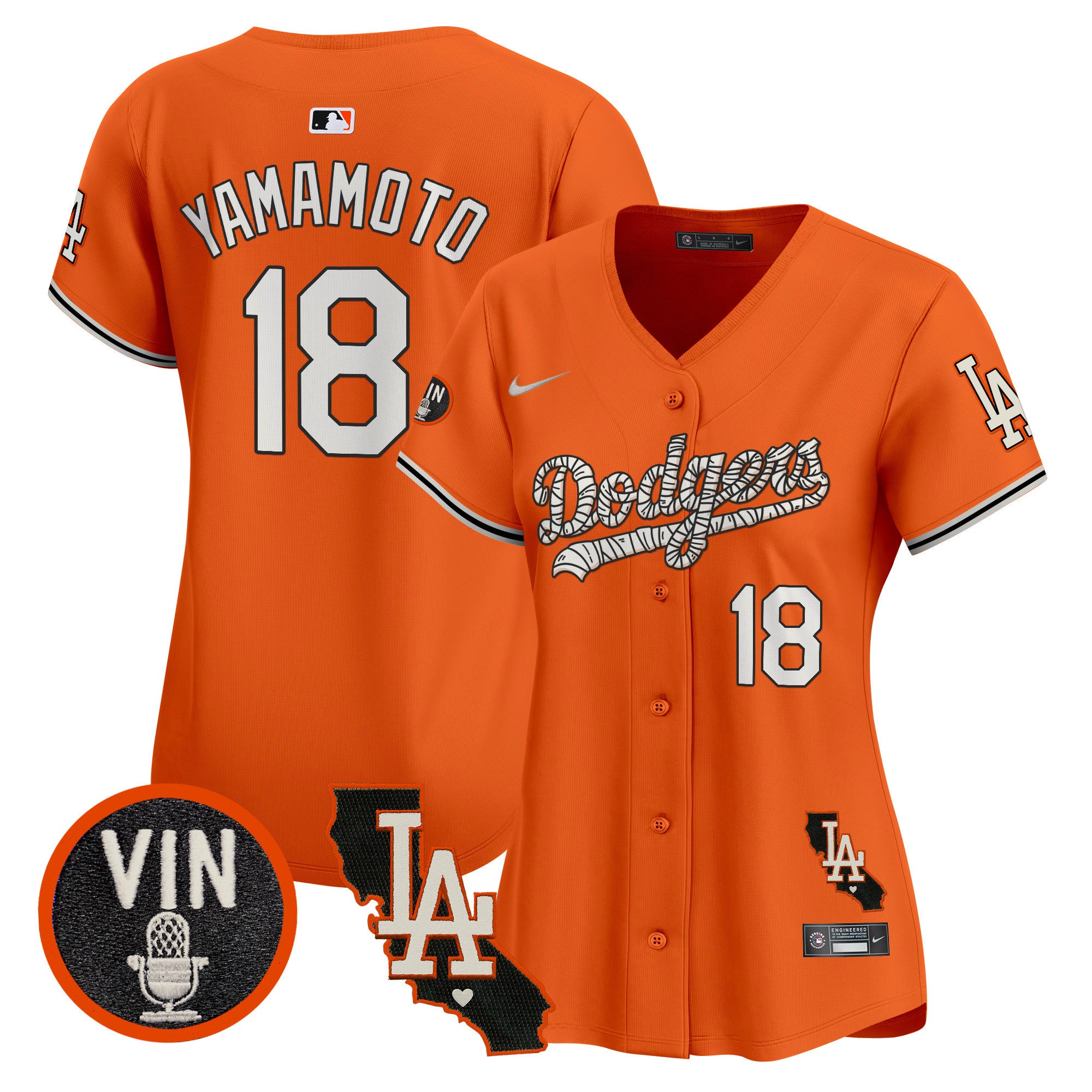 Women's Dodgers Halloween Vapor Premier Limited Jersey - All Stitched - Orange, Yamamoto