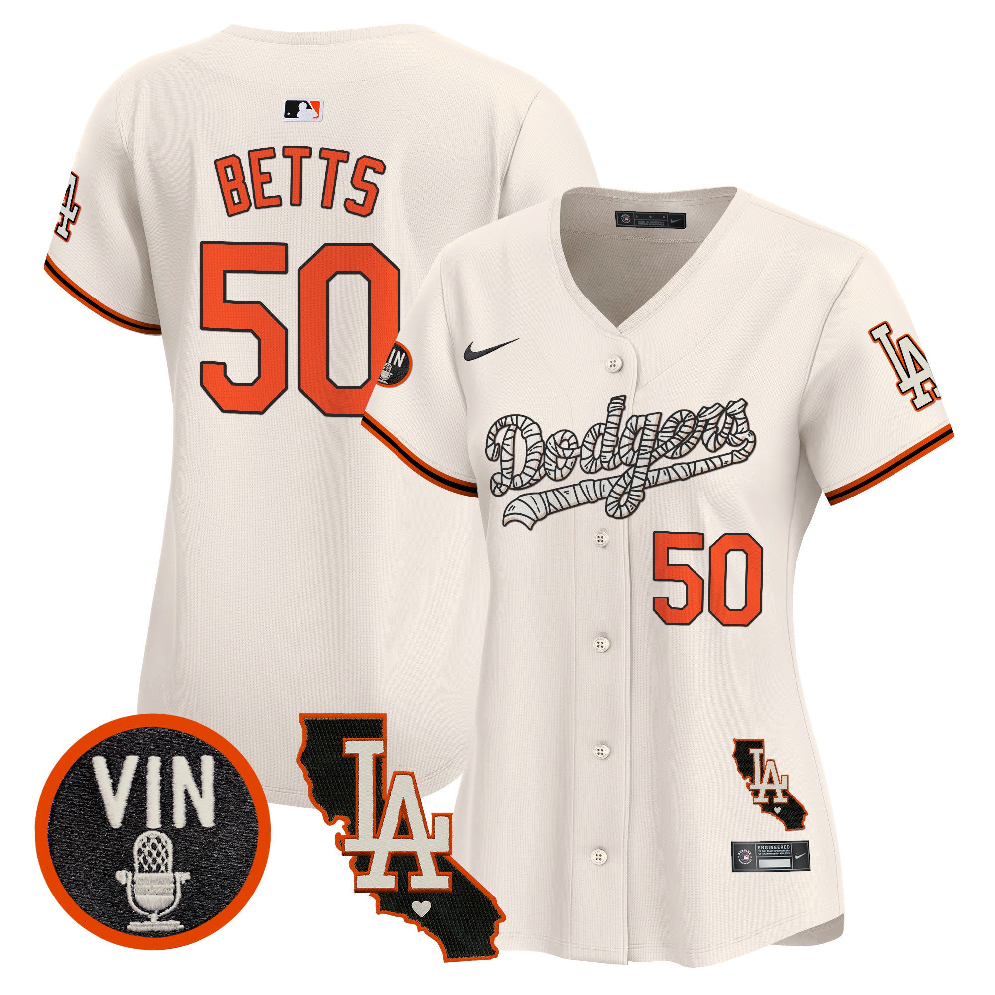 Women's Dodgers Halloween Vapor Premier Limited Jersey - All Stitched - Cream, Mookie Betts