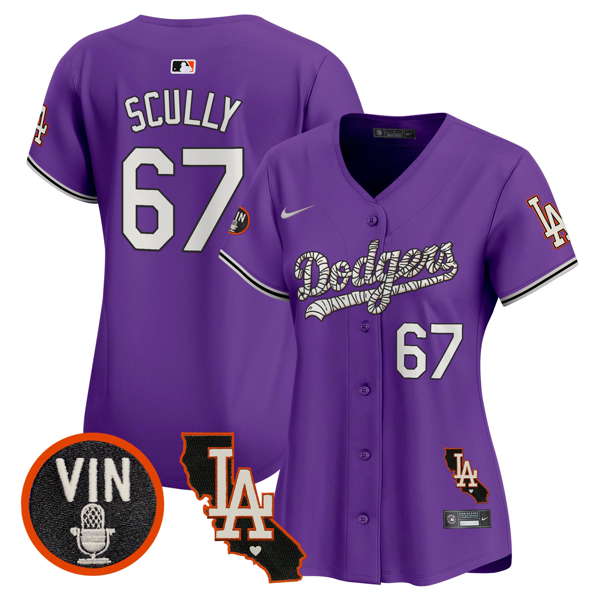 Women's Dodgers Halloween Vapor Premier Limited Jersey - All Stitched - Purple, Vin Scully