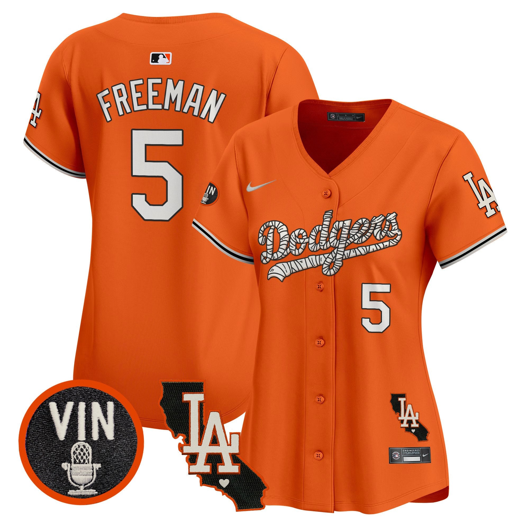 Women's Dodgers Halloween Vapor Premier Limited Jersey - All Stitched - Orange, Freddie Freeman