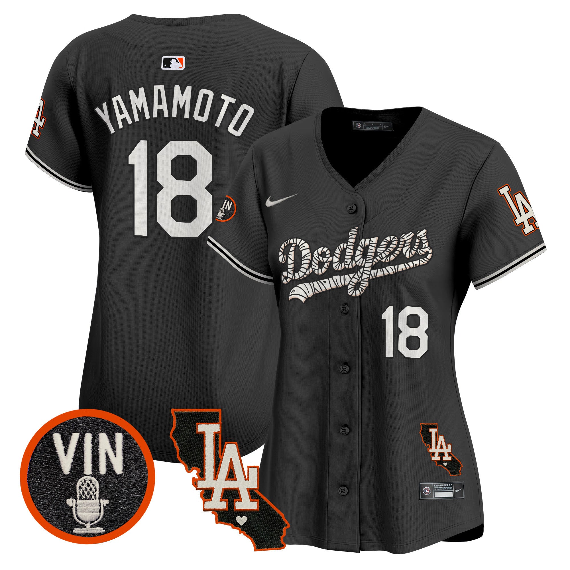 Women's Dodgers Halloween Vapor Premier Limited Jersey - All Stitched - Black, Yamamoto