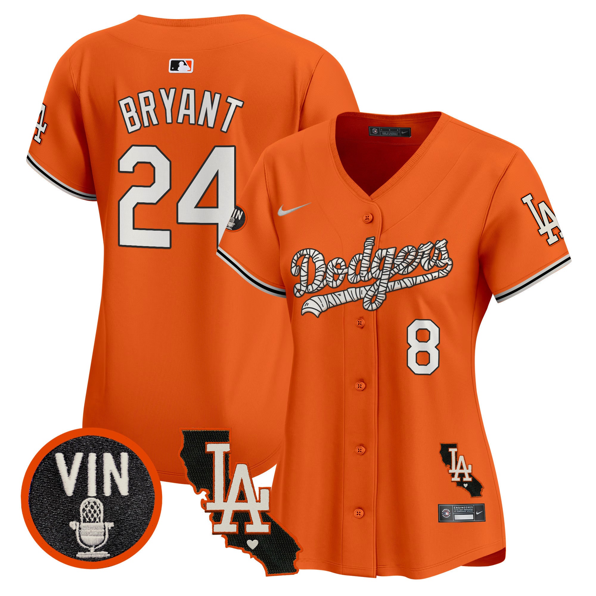 Women's Dodgers Halloween Vapor Premier Limited Jersey - All Stitched - Orange, Kobe Bryant