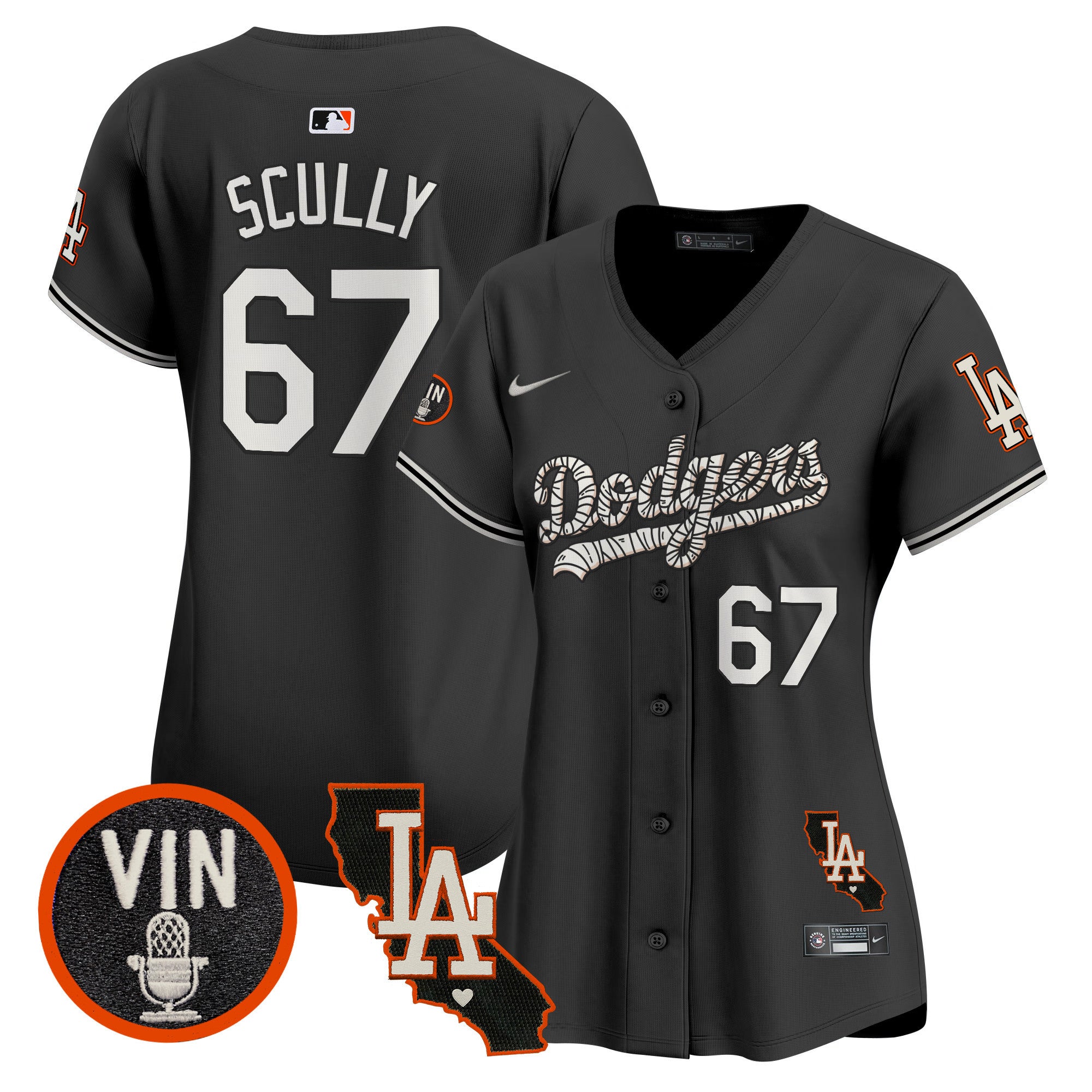 Women's Dodgers Halloween Vapor Premier Limited Jersey - All Stitched - Black, Vin Scully