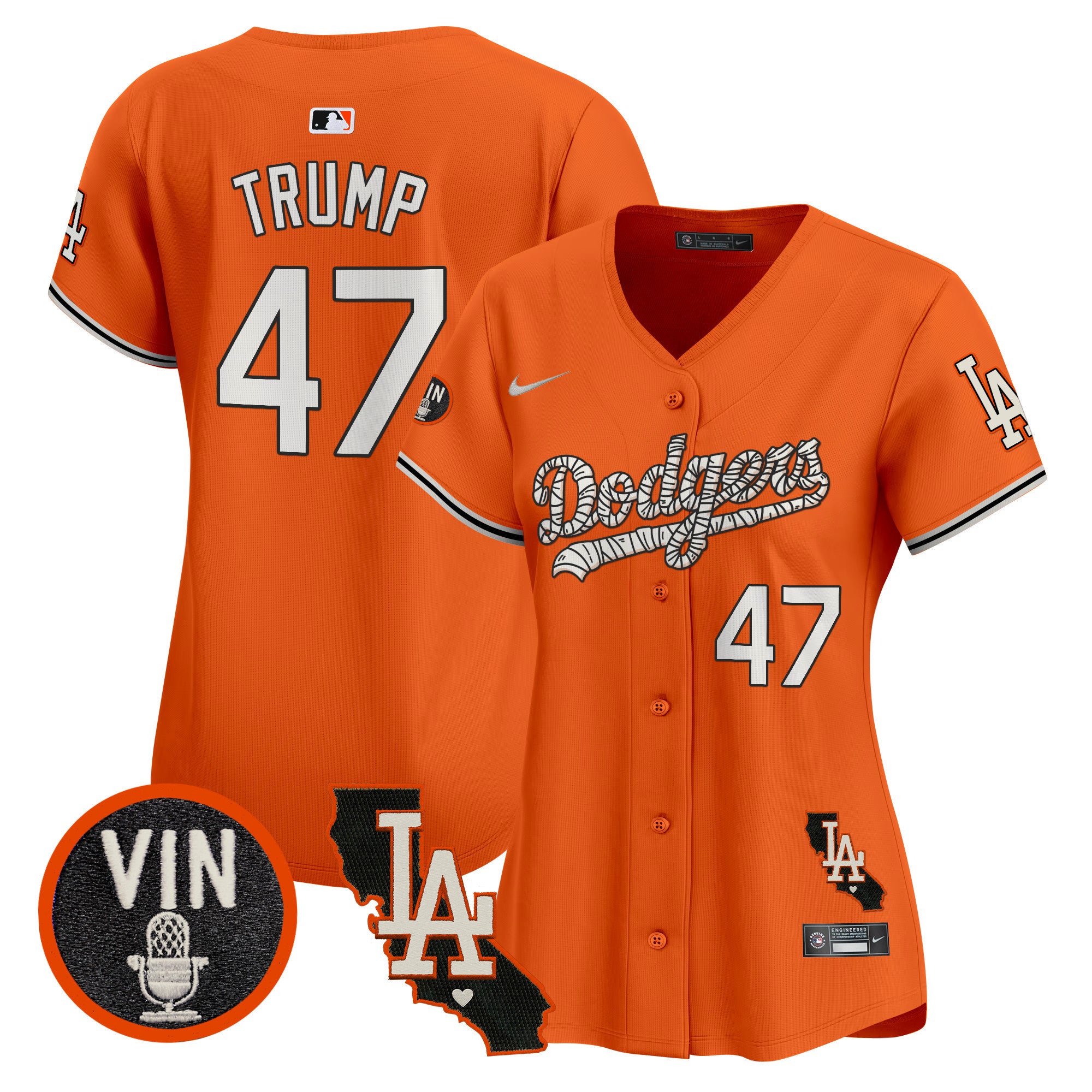 Women's Dodgers Halloween Vapor Premier Limited Jersey - All Stitched - Orange, Donald Trump