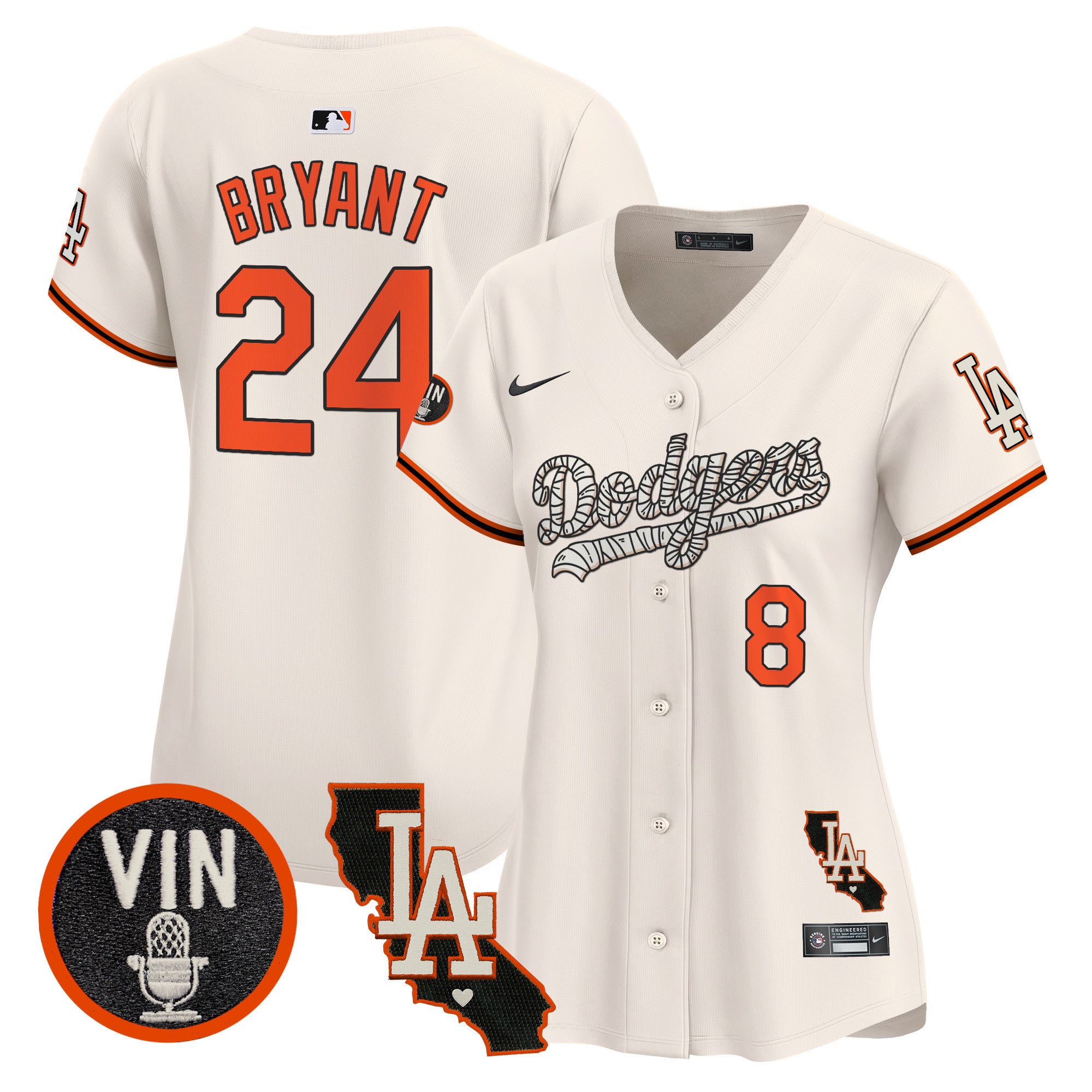 Women's Dodgers Halloween Vapor Premier Limited Jersey - All Stitched - Cream, Kobe Bryant