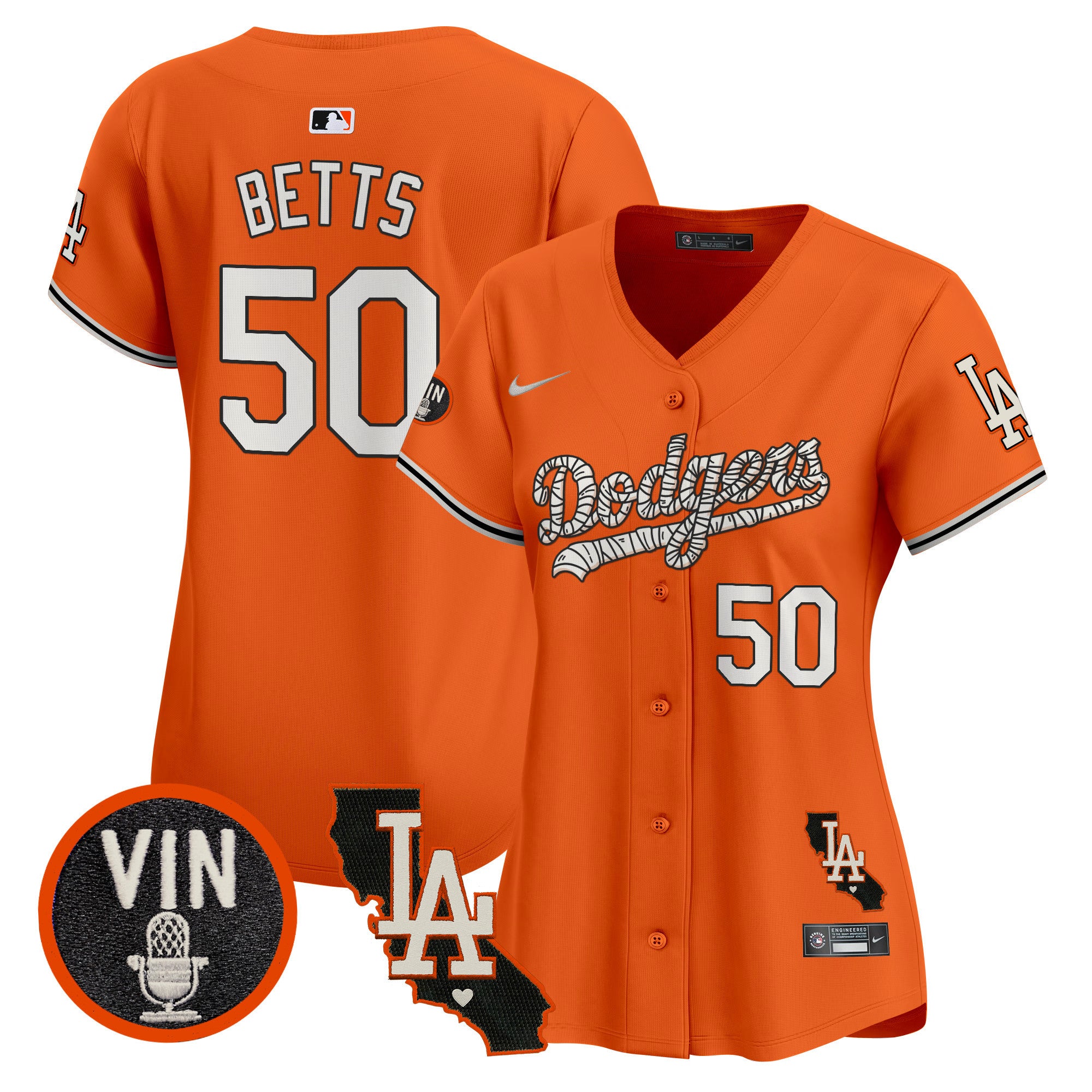 Women's Dodgers Halloween Vapor Premier Limited Jersey - All Stitched - Orange, Mookie Betts