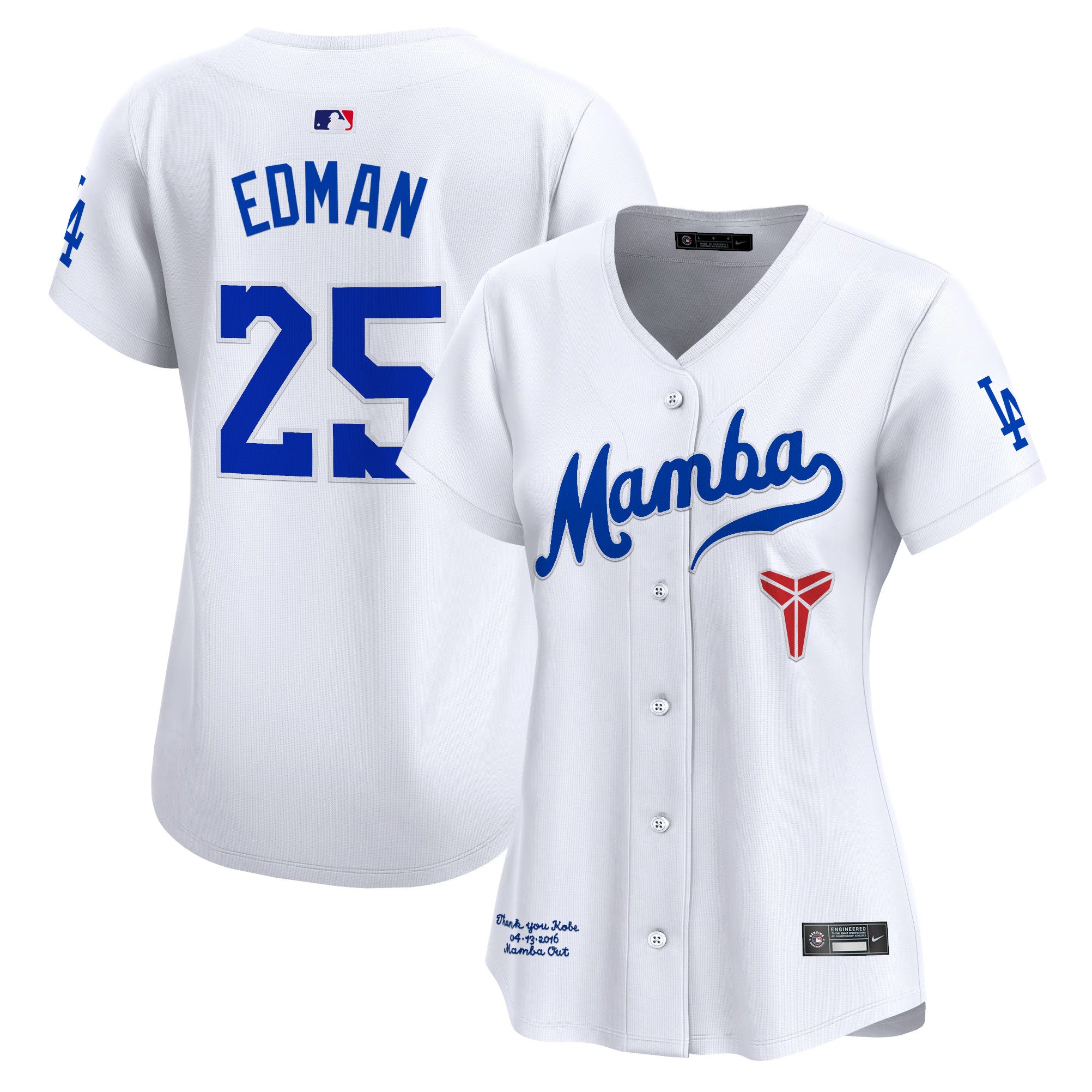 Men's Dodgers 2024 World Series Champions Gold Trim Vapor Premier Limited Jersey V3 - All Stitched - White Gold, Kobe Bryant