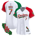 Women's Dodgers Mexico California Patch Vapor Premier Limited Jersey V2 - All Stitched - Alternate, Julio Urías