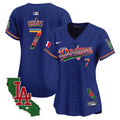 Women's Dodgers Mexico California Patch Vapor Premier Limited Jersey V2 - All Stitched - Royal, Julio Urías