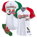 Women's Dodgers Mexico California Patch Vapor Premier Limited Jersey V2 - All Stitched - Alternate, Fernando Valenzuela