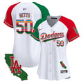 Women's Dodgers Mexico California Patch Vapor Premier Limited Jersey V2 - All Stitched - Alternate, Mookie Betts