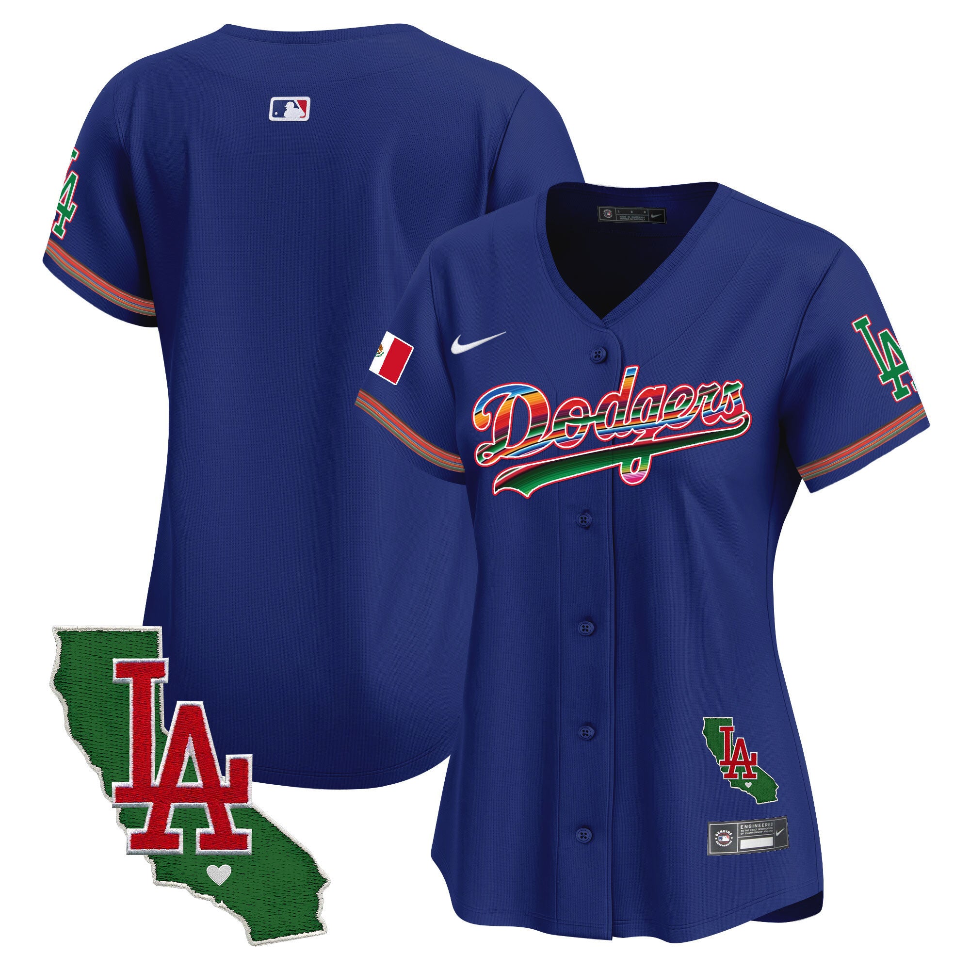 Women's Dodgers Mexico California Patch Vapor Premier Limited Jersey V2 - All Stitched - Royal, Team