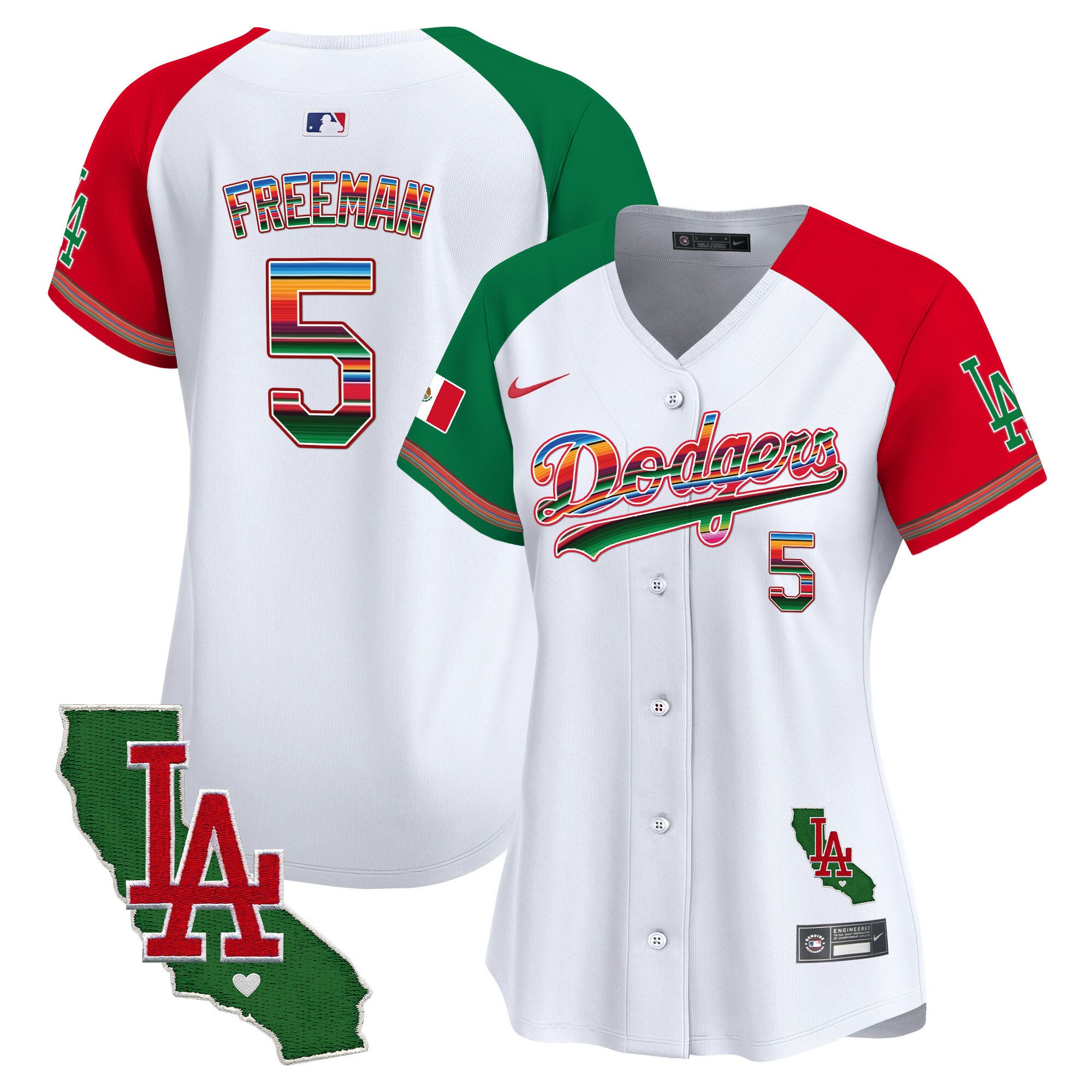 Women's Dodgers Mexico California Patch Vapor Premier Limited Jersey V2 - All Stitched - Alternate, Freddie Freeman