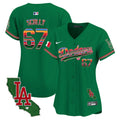 Women's Dodgers Mexico California Patch Vapor Premier Limited Jersey V2 - All Stitched - Green, Vin Scully