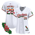 Women's Dodgers Mexico California Patch Vapor Premier Limited Jersey V2 - All Stitched - White, J.D. Martinez