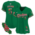 Women's Dodgers Mexico California Patch Vapor Premier Limited Jersey V2 - All Stitched - Green, Freddie Freeman