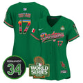 Women's Dodgers Mexico Fernando Memorial & 2024 World Series Patch Vapor Premier Limited Jersey V2 - All Stitched - Green, Shohei Ohtani