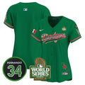 Women's Dodgers Mexico Fernando Memorial & 2024 World Series Patch Vapor Premier Limited Jersey V2 - All Stitched - Green, Team