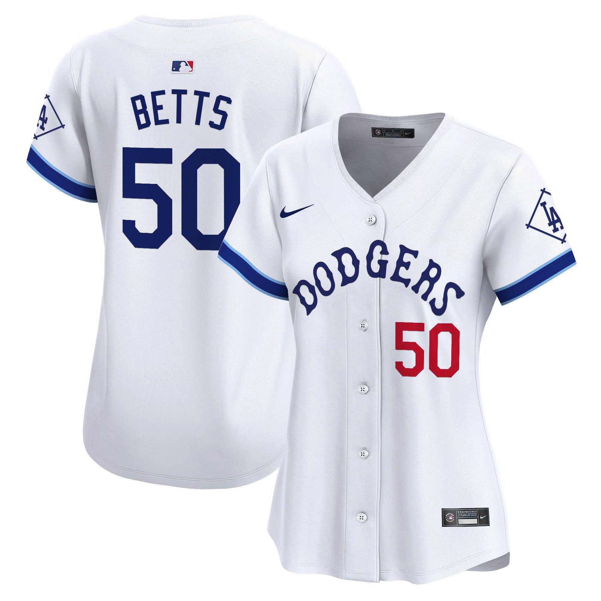 Women's Dodgers Tribute Vapor Premier Limited Jersey - All Stitched - White, Mookie Betts