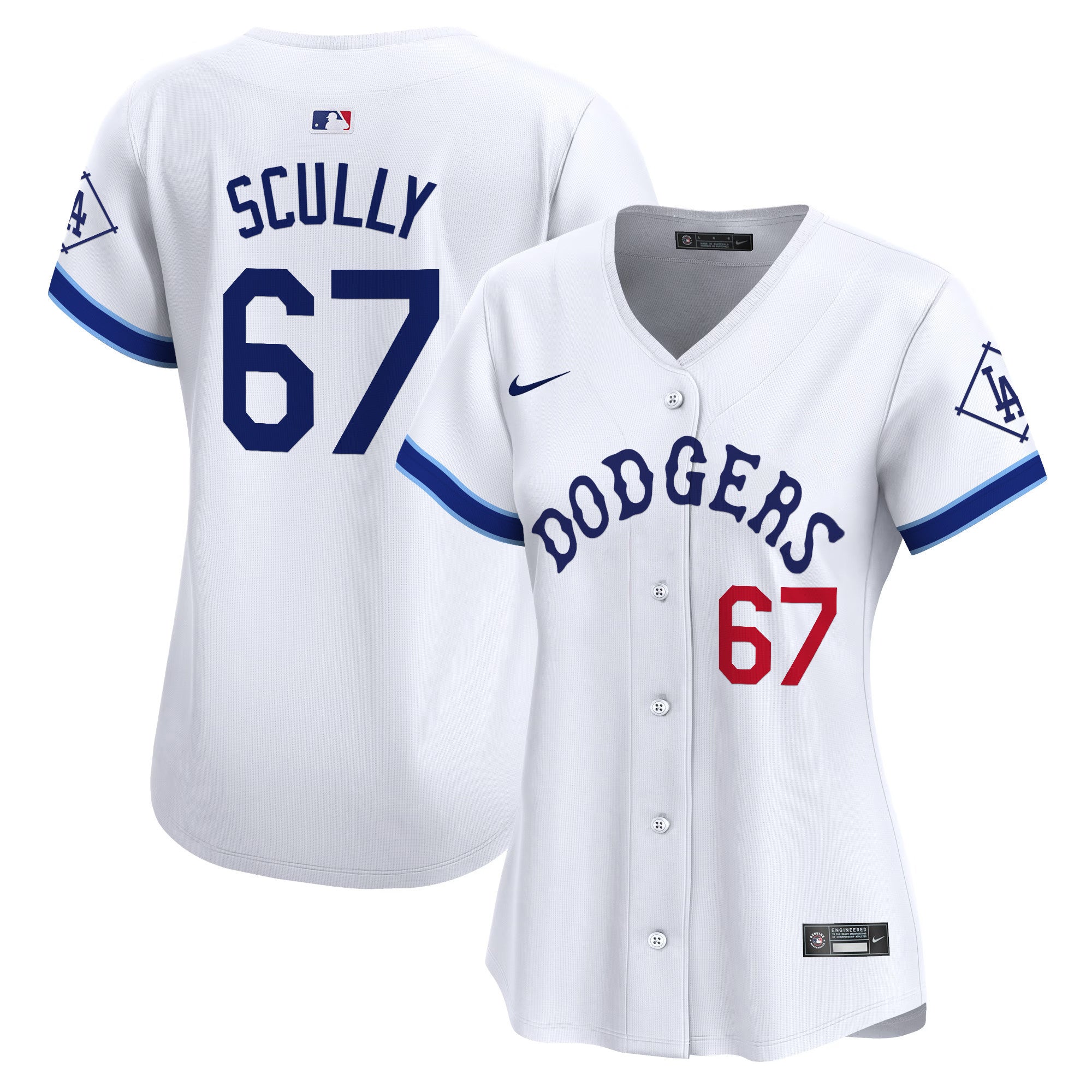 Women's Dodgers Tribute Vapor Premier Limited Jersey - All Stitched - White, Vin Scully