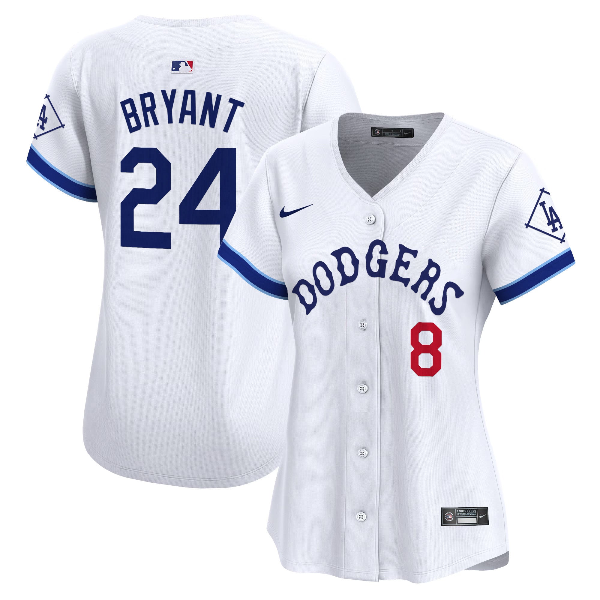 Women's Dodgers Tribute Vapor Premier Limited Jersey - All Stitched - White, Kobe Bryant