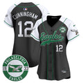 Women's Eagles Est. 1933 Patch Patch Kelly Green Vapor Baseball Jersey - All Stitched - Black Alternate, Randall Cunningham