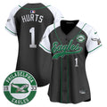 Women's Eagles Est. 1933 Patch Patch Kelly Green Vapor Baseball Jersey - All Stitched - Black Alternate, Jalen Hurts