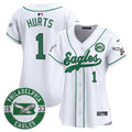 Women's Eagles Est. 1933 Patch Patch Kelly Green Vapor Baseball Jersey - All Stitched - White, Jalen Hurts