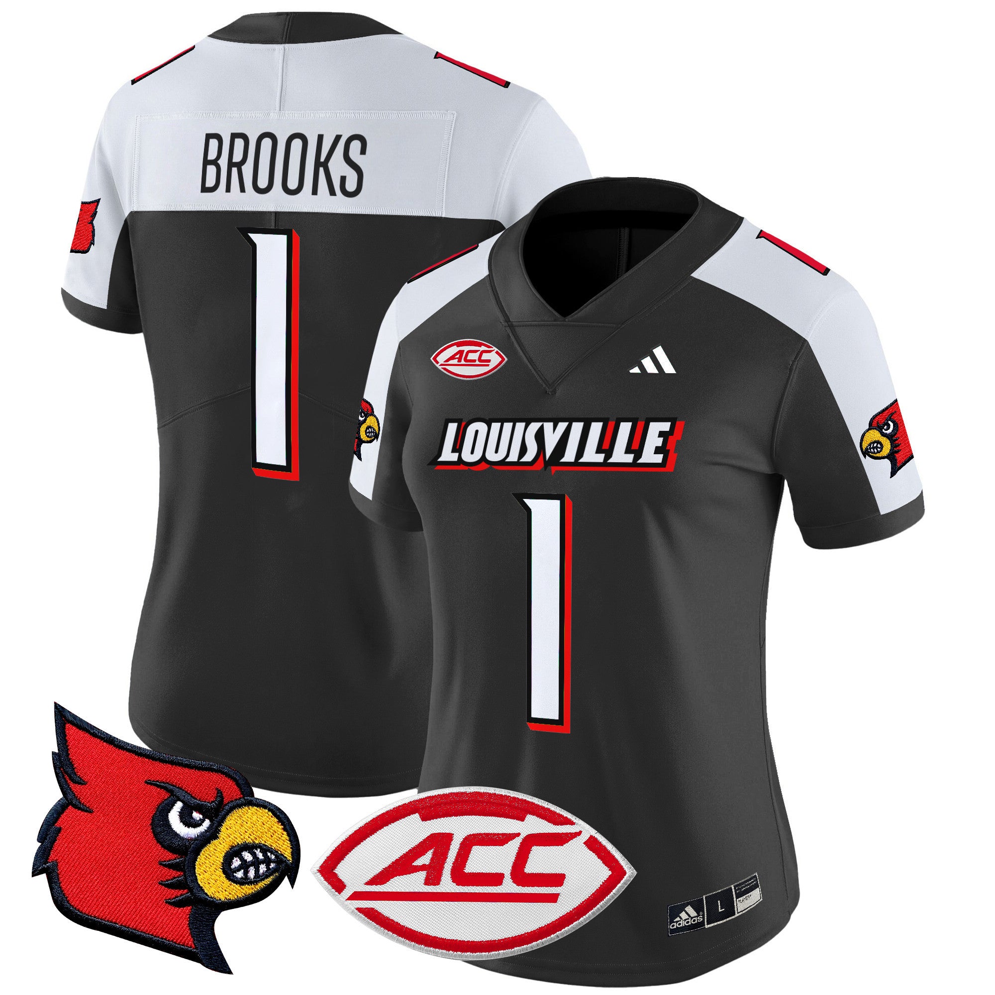 Women's Louisville Cardinals 2024 Vapor Limited Jersey - All Stitched - Black Alternate, Ja'Corey Brooks