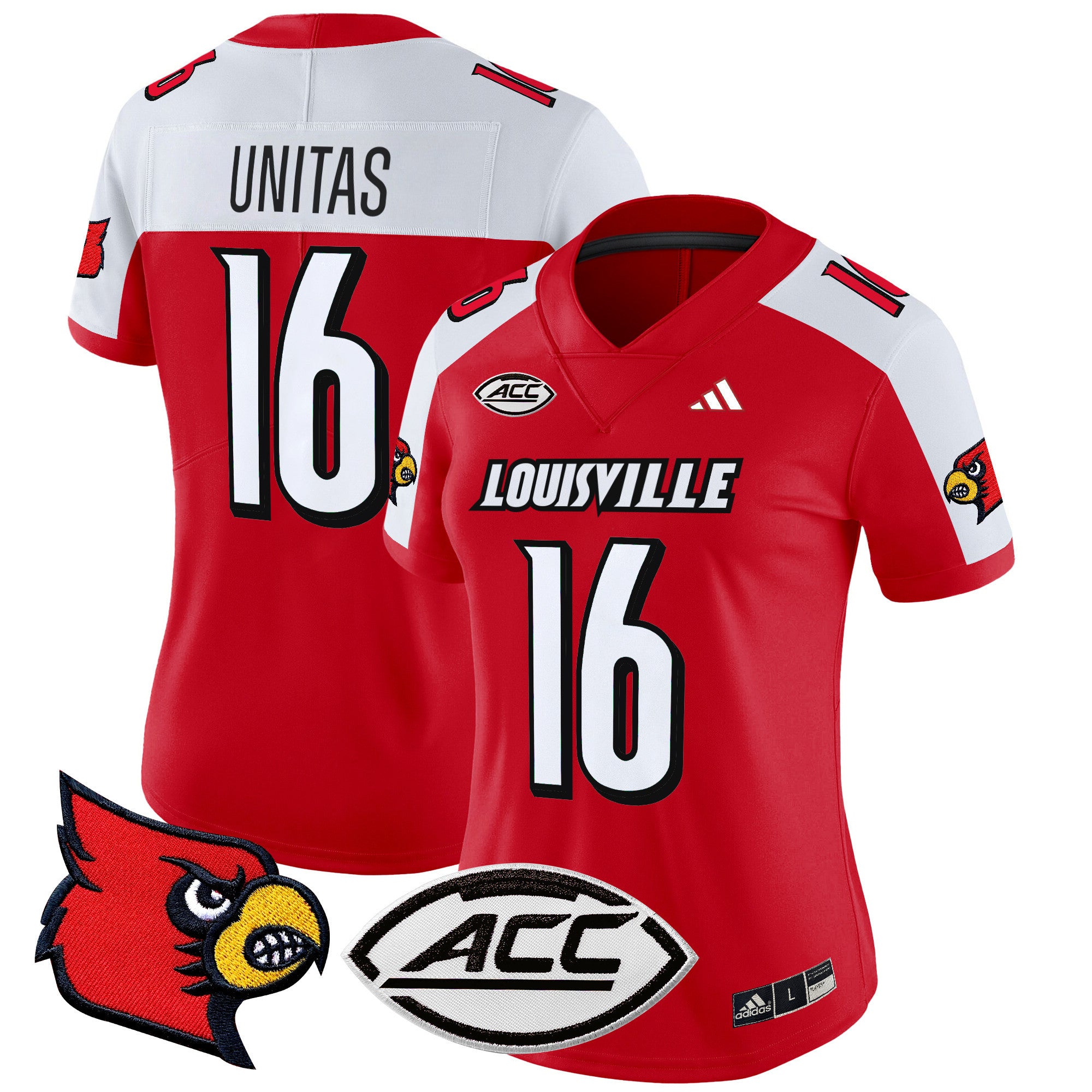 Women's Louisville Cardinals 2024 Vapor Limited Jersey - All Stitched - Red Alternate, Johnny Unitas