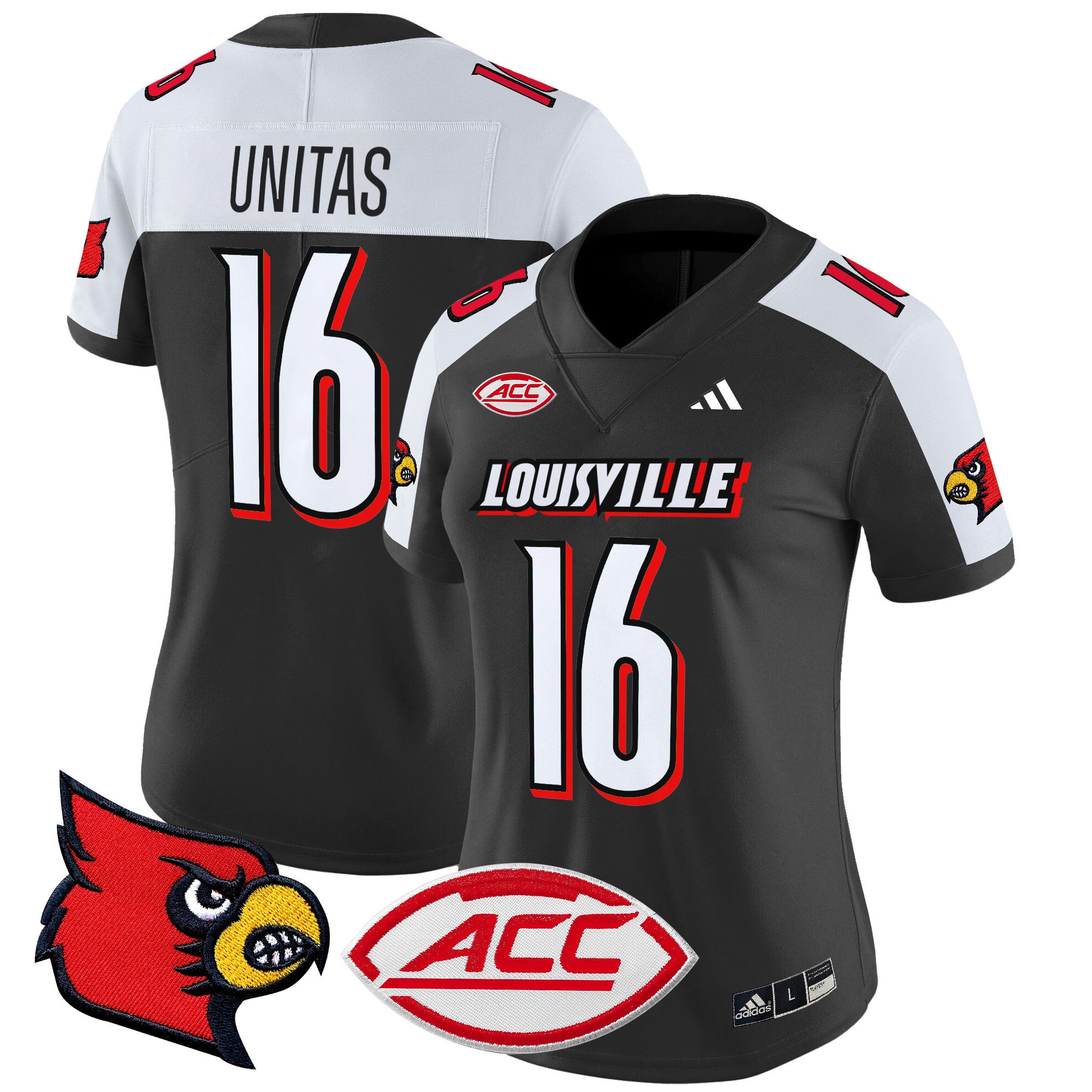 Women's Louisville Cardinals 2024 Vapor Limited Jersey - All Stitched - Black Alternate, Johnny Unitas